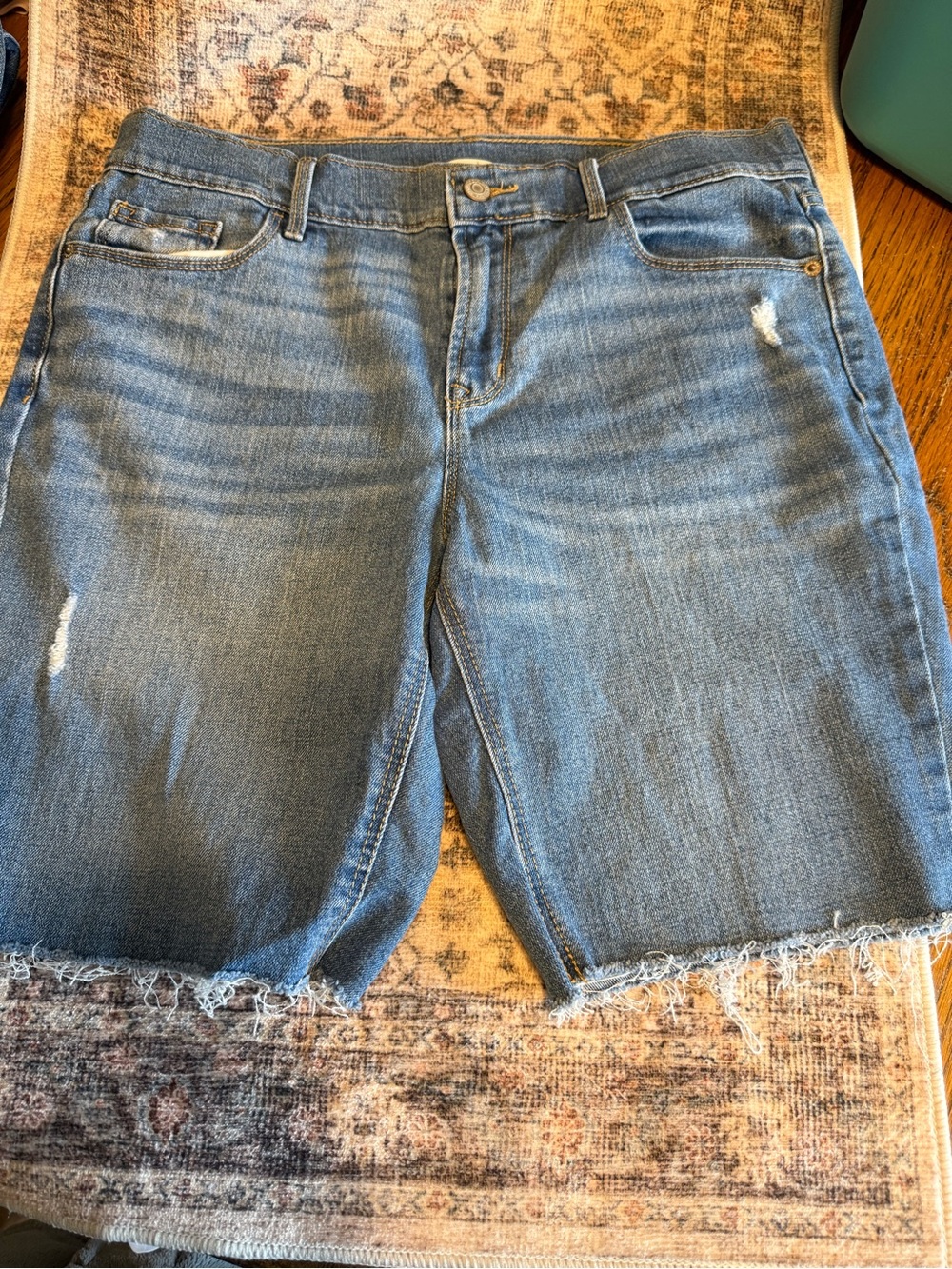Old Navy Light-Blue Distressed Denim Bermuda Shorts